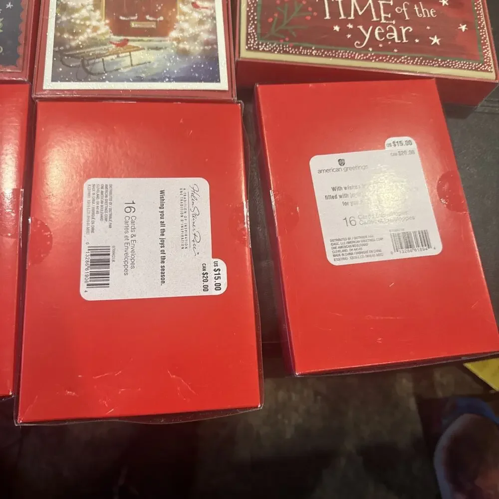Lot of 8 Christmas Greeting Card Boxes 128 Cards & Envelopes Holiday New
